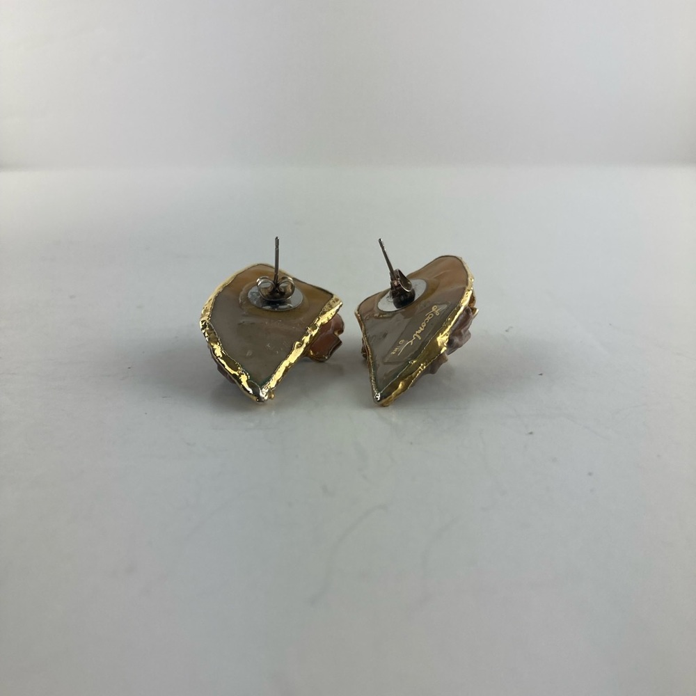 RARE VTG Lacombe 1988 Retro Resin & Crystal Pierced Earrings Abstract Modernist - Picture 6 of 7